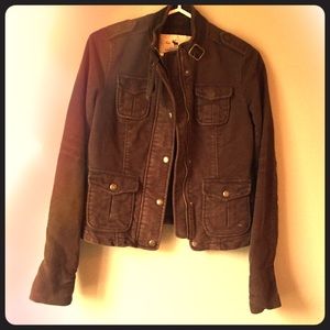 Abercrombie Velvet bomber jacket brown Small